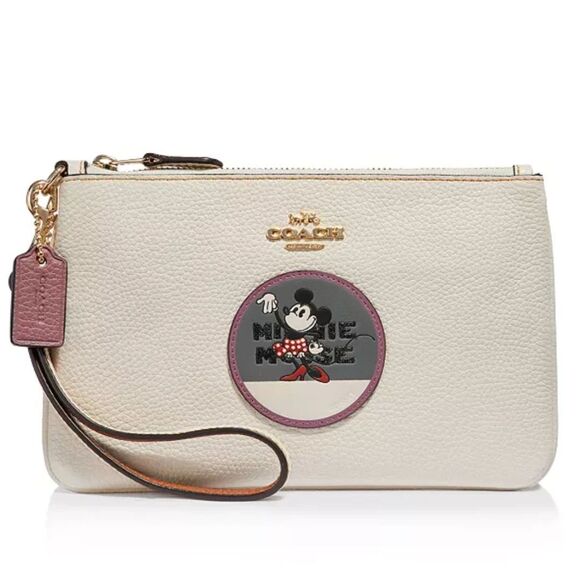 Disney x Coach Minnie Mouse Small Patch Wristlet EUC - Picture 1 of 8